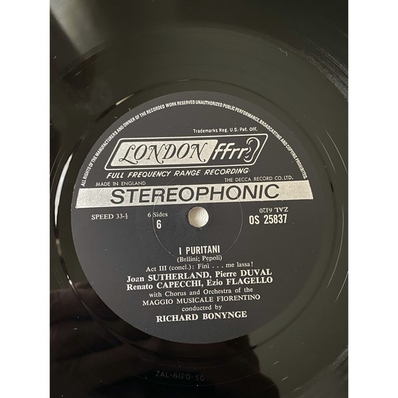 Vincenzo Bellini I Puritani Joan Sutherland 3 LP Box London OSA 1373 NM Opera - Picture 6 of 8